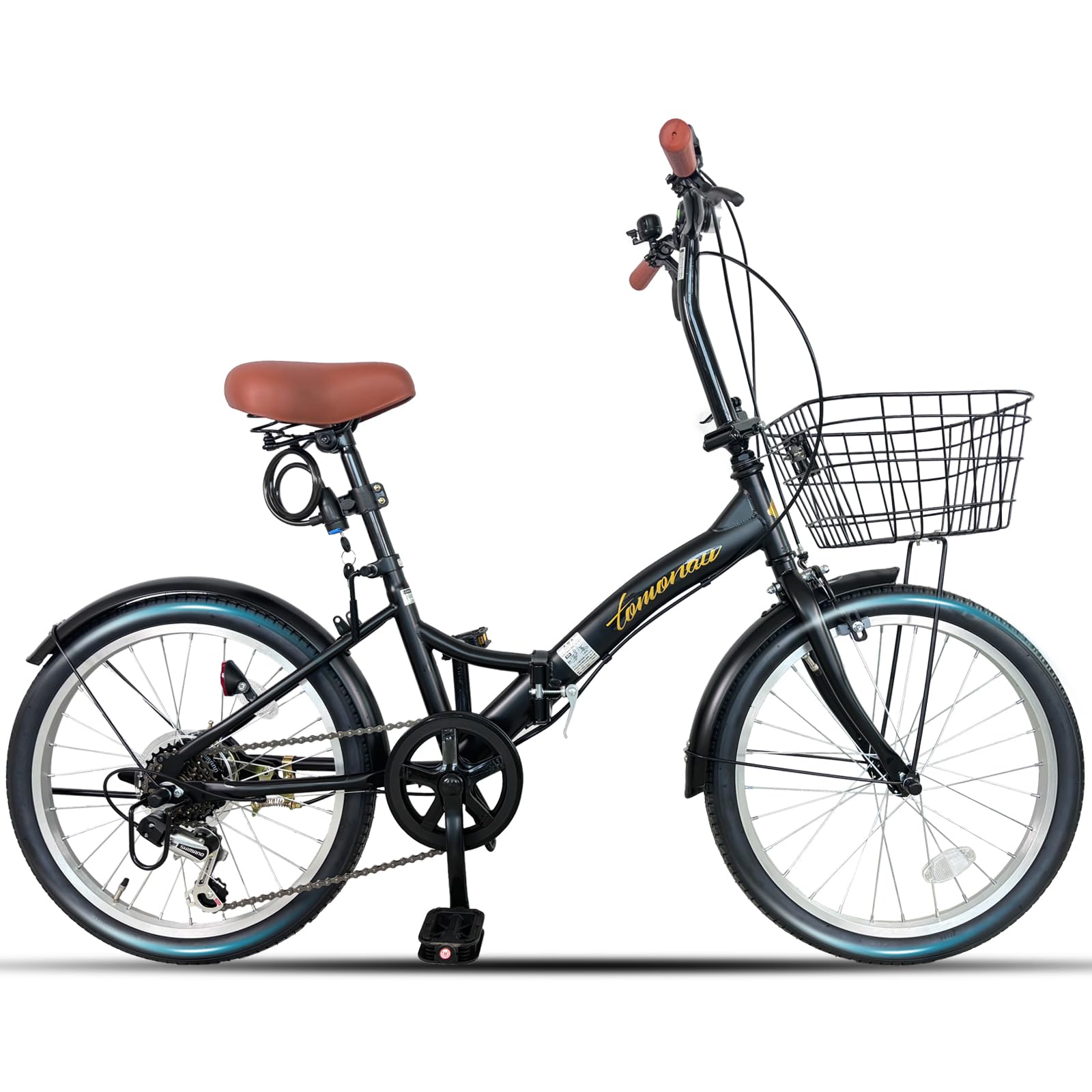 BAGGIO折りたたみ自転車 青 20インチ ノーパンク 折りたたみ自転車 6段